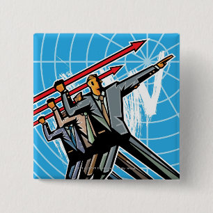 Badge Carré 5 Cm Gens d'affaires jetant le signe de flèche