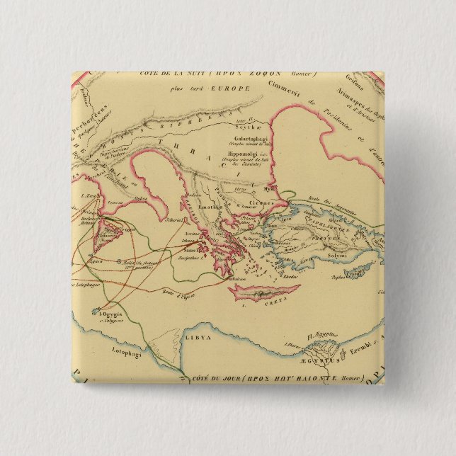Badge Carré 5 Cm Geographie des Grecs Primitive (Devant)