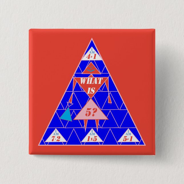 Badge Carré 5 Cm Géométrie-Bouton-Triangle-Âge 5 (Devant)