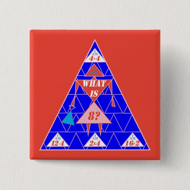 Badge Carré 5 Cm Géométrie-Bouton-Triangle-Âge 8 (Devant)