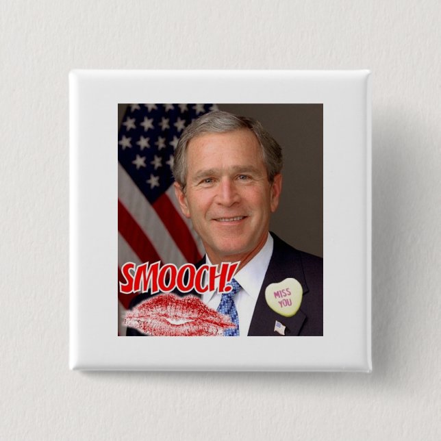 Badge Carré 5 Cm George Bush Valentine's Day (Devant)