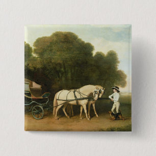 Badge Carré 5 Cm George Stubbs un phaéton avec une paire de Pon