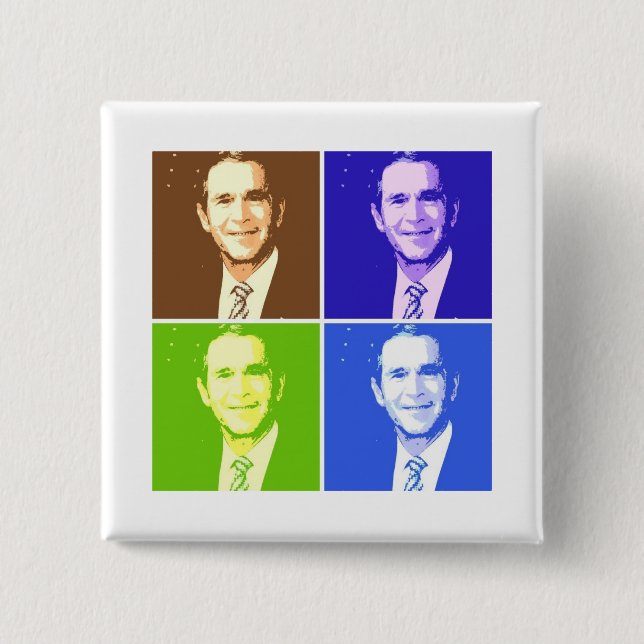 Badge Carré 5 Cm George W Bush Pop Art (Devant)