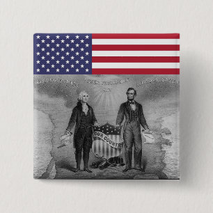 Badge Carré 5 Cm George Washington Abraham Lincoln Patriots USA