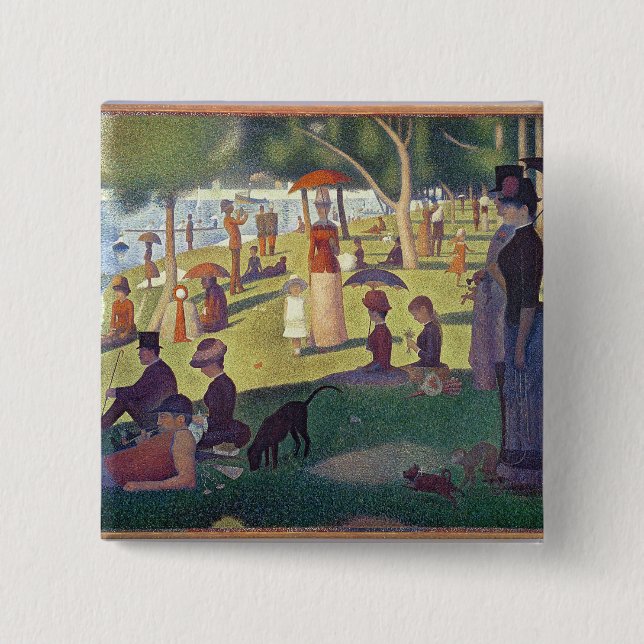 Badge Carré 5 Cm Georges Pierre Seurat | Dimanche après-midi sur l' (Devant)