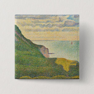 Badge Carré 5 Cm Georges Pierre Seurat  Paysage marin à Port-en-Be