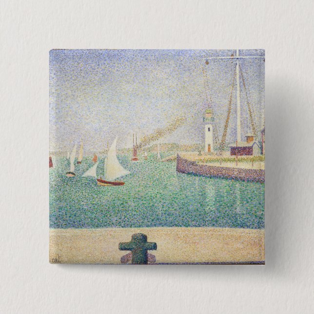 Badge Carré 5 Cm Georges Seurat - Entrée du Port de Honfleur (Devant)