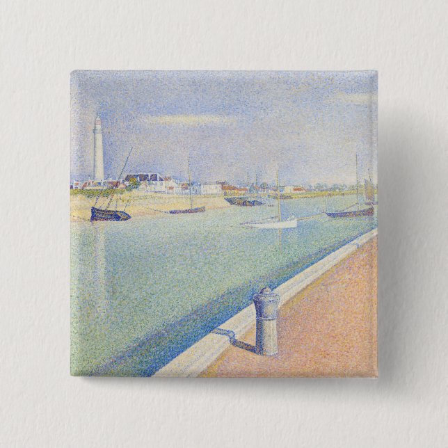 Badge Carré 5 Cm Georges Seurat - Le chenal des cimes (Devant)