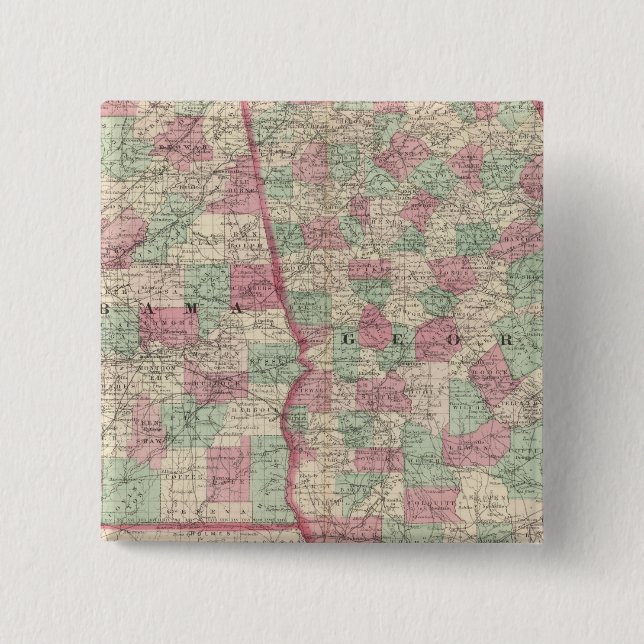 Badge Carré 5 Cm Géorgie-Alabama 2 (Devant)