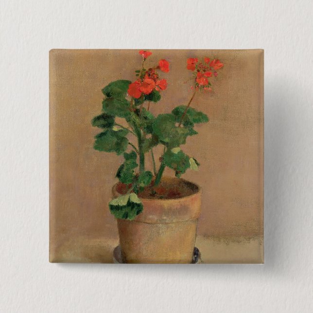 Badge Carré 5 Cm Géraniums dans un pot, c.1905 (huile sur la toile) (Devant)