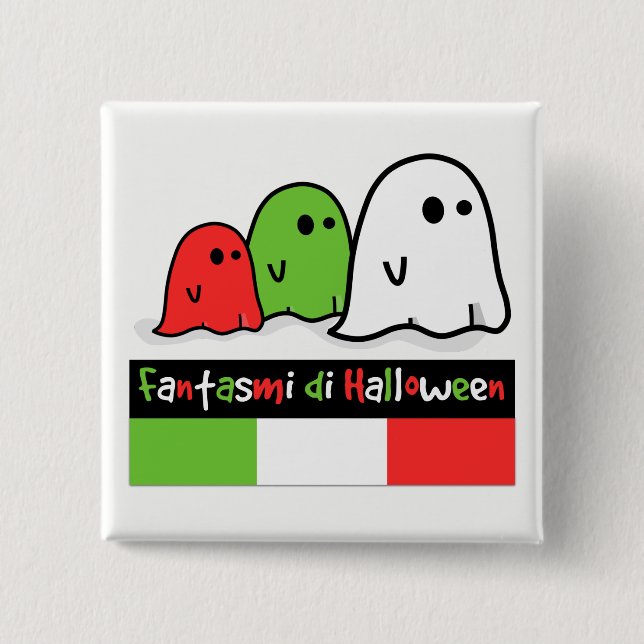 Badge Carré 5 Cm Ghosts d'Halloween en Italie, Fantasmi di Hallowee (Devant)