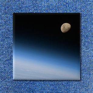Badge Carré 5 Cm Gibbous Moon de Orbit Space Photo