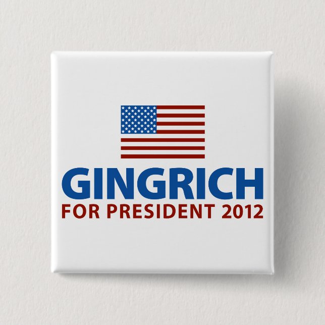 Badge Carré 5 Cm Gingrich pour le président (Devant)