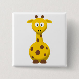Badge Carré 5 Cm Girafe de dessin animé