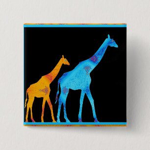 Badge Carré 5 Cm Giraffe