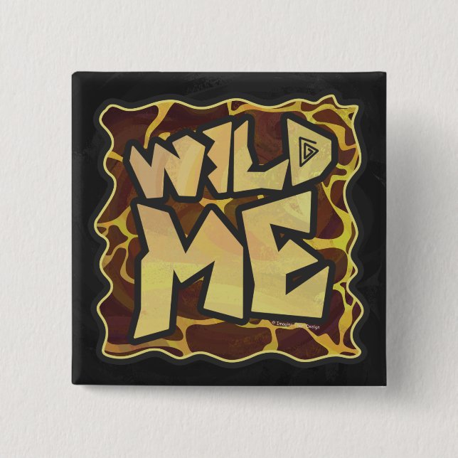 Badge Carré 5 Cm Giraffe Brown et jaune (Devant)