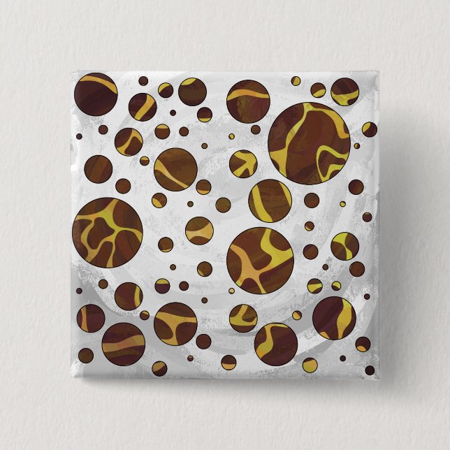 Badge Carré 5 Cm Giraffe Brown et jaune (Devant)