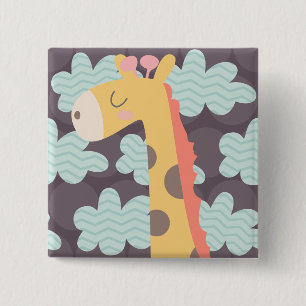 Badge Carré 5 Cm Giraffe et nuages