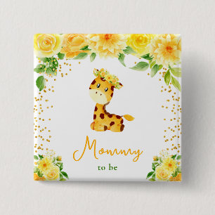 Badge Carré 5 Cm Giraffe Jaune Maman Florale À Être