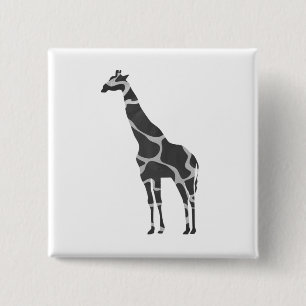Badge Carré 5 Cm Giraffe Silhoutte noir et gris