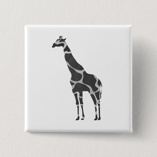 Badge Carré 5 Cm Giraffe Silhoutte noir et gris (Devant)