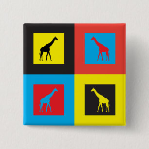 Badge Carré 5 Cm Giraffes colorées