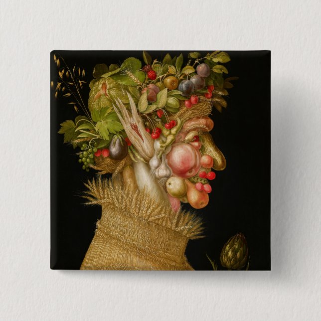 Badge Carré 5 Cm Giuseppe Arcimboldo - Été (Devant)