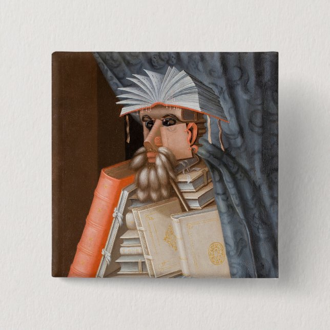 Badge Carré 5 Cm Giuseppe Arcimboldo - The Librarian (Devant)