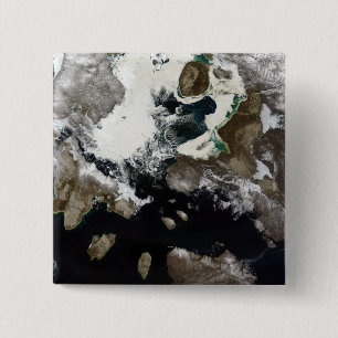 Badge Carré 5 Cm Glace de mer et sédiment évidents dans Nunavut,