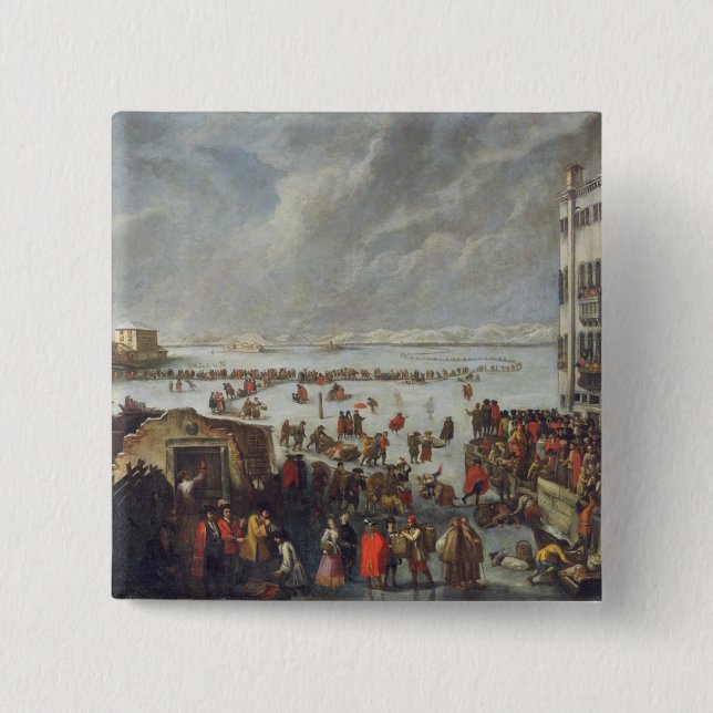 Badge Carré 5 Cm Glace sur la lagune (Devant)