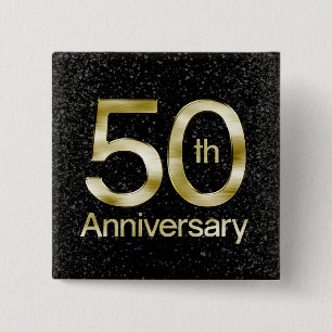 Badge Carré 5 Cm Glam Gold 50th Anniversary