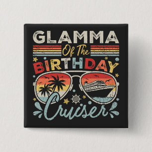 Badge Carré 5 Cm Glamma du Carré de vacances de croisière d'anniver
