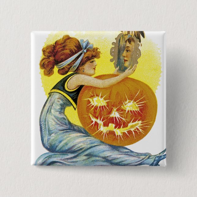 Badge Carré 5 Cm Glamour vintage d'Halloween (Devant)