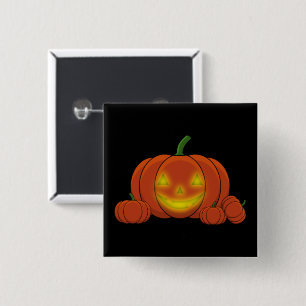 Badge Carré 5 Cm Glowing Jack-o'-Lantern Pumpkin