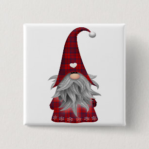 Badge Carré 5 Cm Gnome de Noël