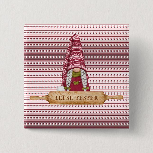 Badge Carré 5 Cm Gnome nordique | Tester à gauche (Devant)