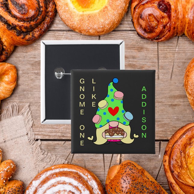 Badge Carré 5 Cm Gnome One Like Your Name Cookies Casquette Cake He (Gnome One Like Your Name Cookies Hat Cake Heart Button)