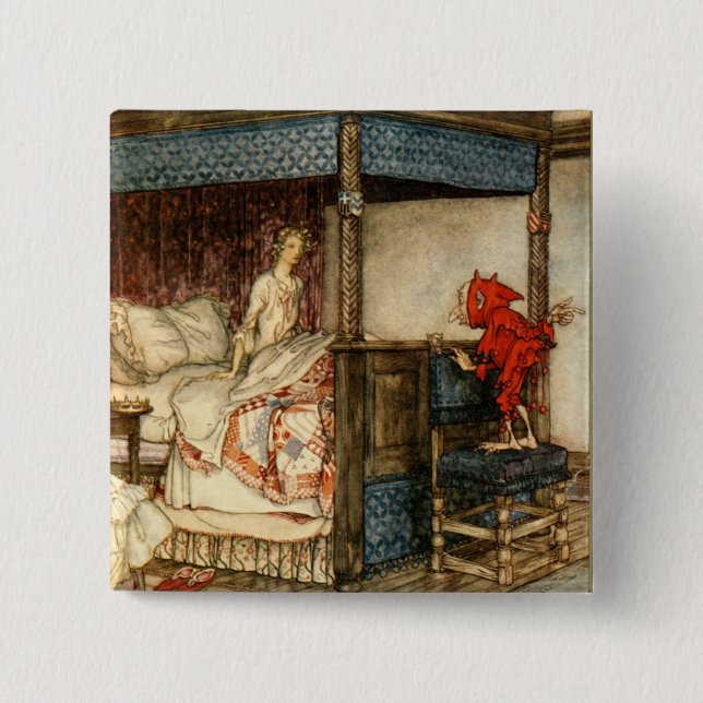 Badge Carré 5 Cm Gnome Surprise par Arthur Rackham (Devant)