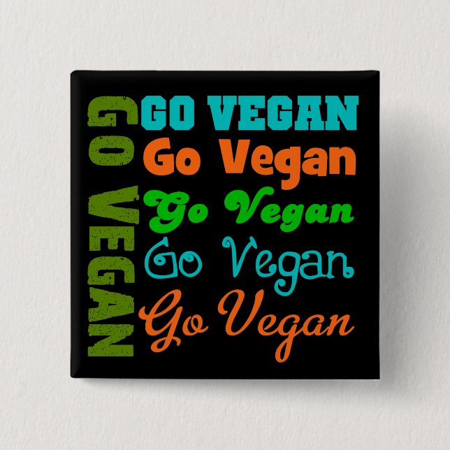 Badge Carré 5 Cm Go VEGAN (Devant)