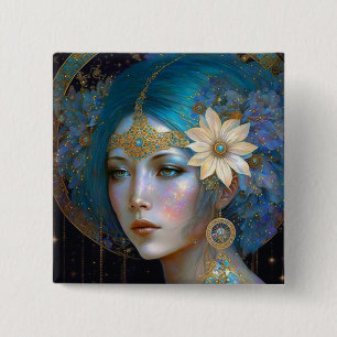 Badge Carré 5 Cm Goddess Fantasy Art Button
