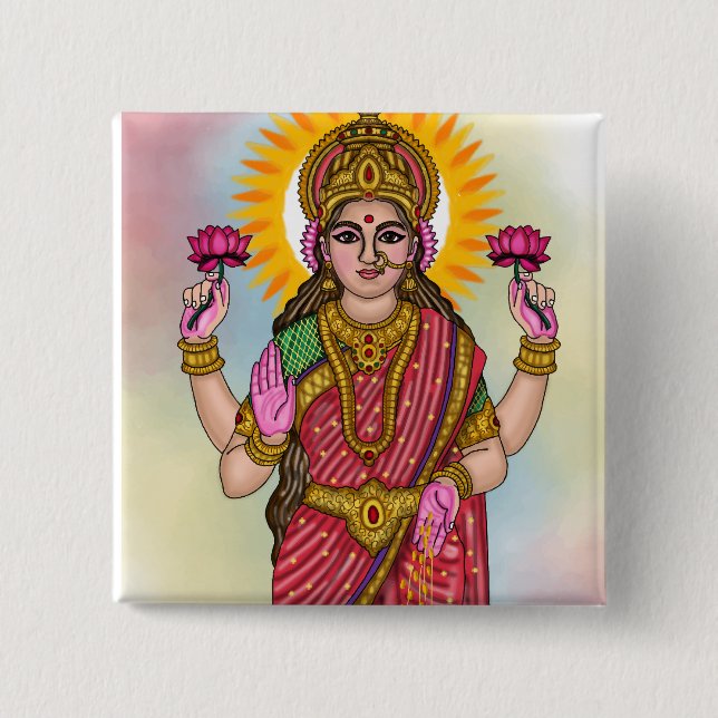 Badge Carré 5 Cm Goddess Lakshmi Button (Devant)