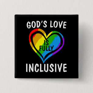 Badge Carré 5 Cm God's Love Is Fully Inclusive Christian gay Pride