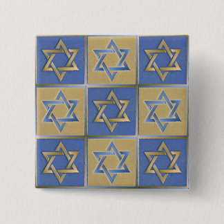 Badge Carré 5 Cm Gold Blue Star de David Art Panels