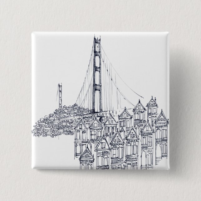 Badge Carré 5 Cm Golden Gate (Devant)