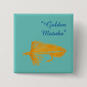 Badge Carré 5 Cm Golden Matuka banderole pour la pêche à la mouche,
