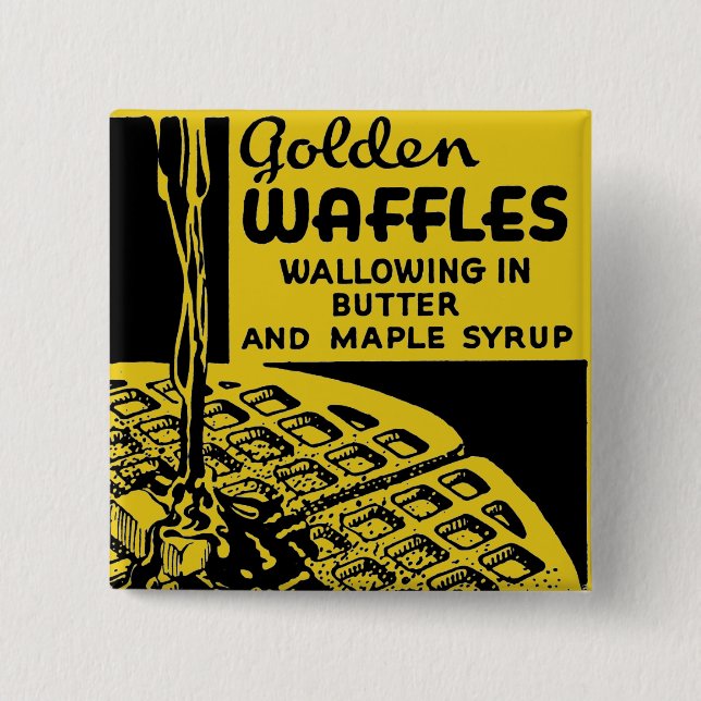 Badge Carré 5 Cm Golden Waffles Breakfast (Devant)