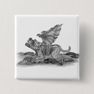 Badge Carré 5 Cm Golem Gargoyle
