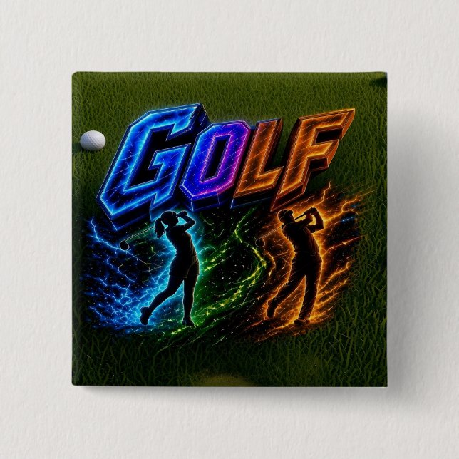 Badge Carré 5 Cm Golf (Devant)