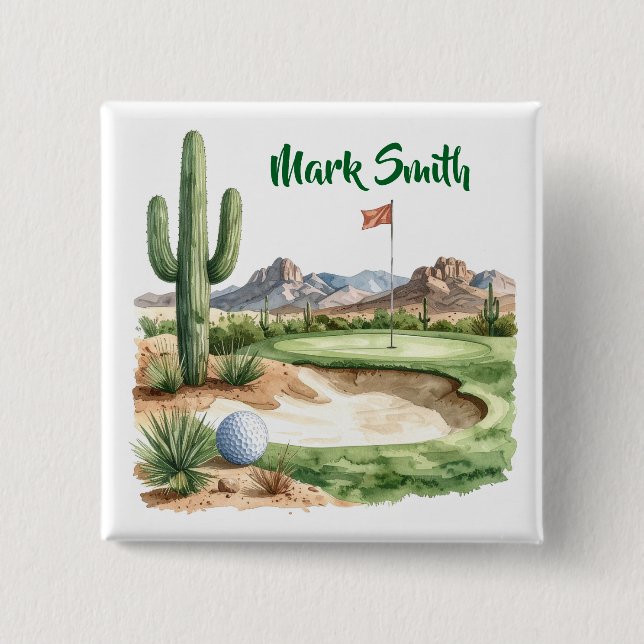 Badge Carré 5 Cm Golf en Arizona  (Devant)