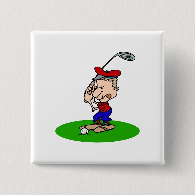 Badge Carré 5 Cm Golfeur fâché (Devant)